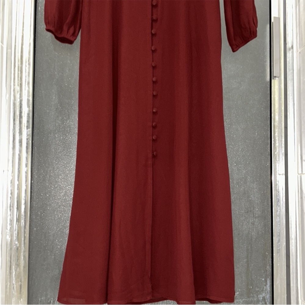 Reformation Deep Red Button-Front Maxi Dress - Picture 9 of 14